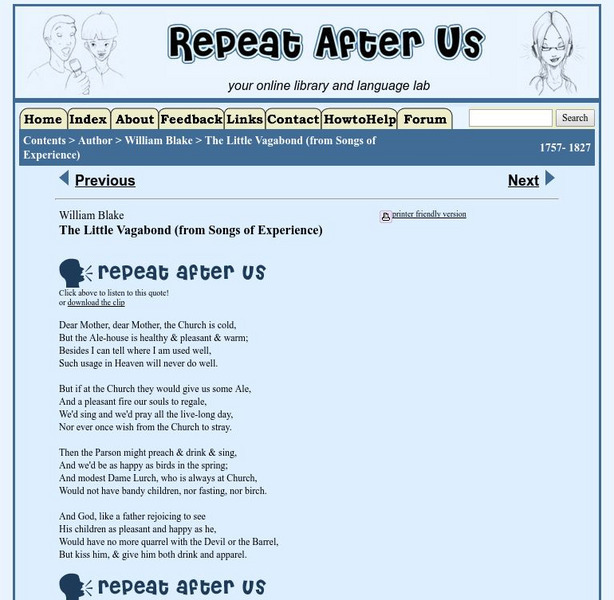 Repeat After Us: The Little Vagabond Activity Repeat After Us: The Little Vagabond Activity