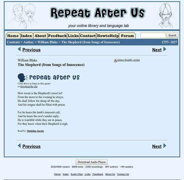 Repeat After Us: The Shepherd Activity Repeat After Us: The Shepherd Activity