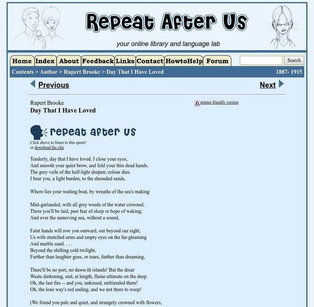 Repeat After Us: Day That I Have Loved Activity Repeat After Us: Day That I Have Loved Activity