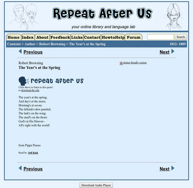 Repeat After Us: The Year's at the Spring Activity Repeat After Us: The Year's at the Spring Activity