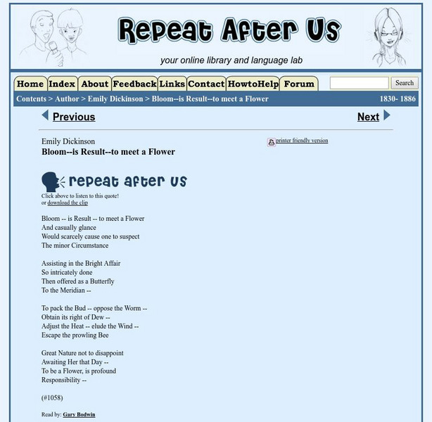 Repeat After Us: Bloom Is Result to Meet Activity Repeat After Us: Bloom Is Result to Meet Activity
