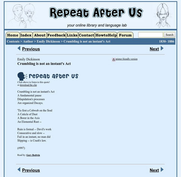 Repeat After Us: Crumbling Is Not an Instant's Act Activity Repeat After Us: Crumbling Is Not an Instant's Act Activity