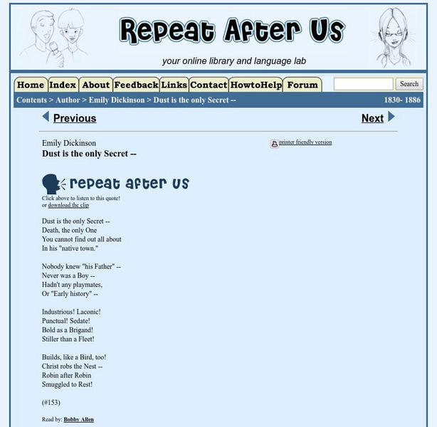 Repeat After Us: Dust Is the Only Secret Activity Repeat After Us: Dust Is the Only Secret Activity