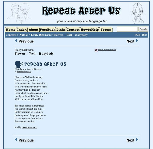 Repeat After Us: Flowers Well if Anybody Activity Repeat After Us: Flowers Well if Anybody Activity