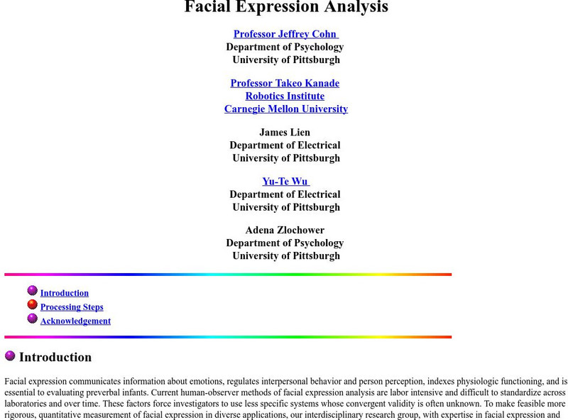 Carnegie Mellon: Facial Expression Analysis Activity Carnegie Mellon: Facial Expression Analysis Activity