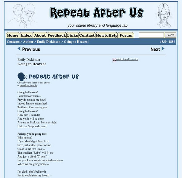 Repeat After Us: Going to Heaven! Activity Repeat After Us: Going to Heaven! Activity