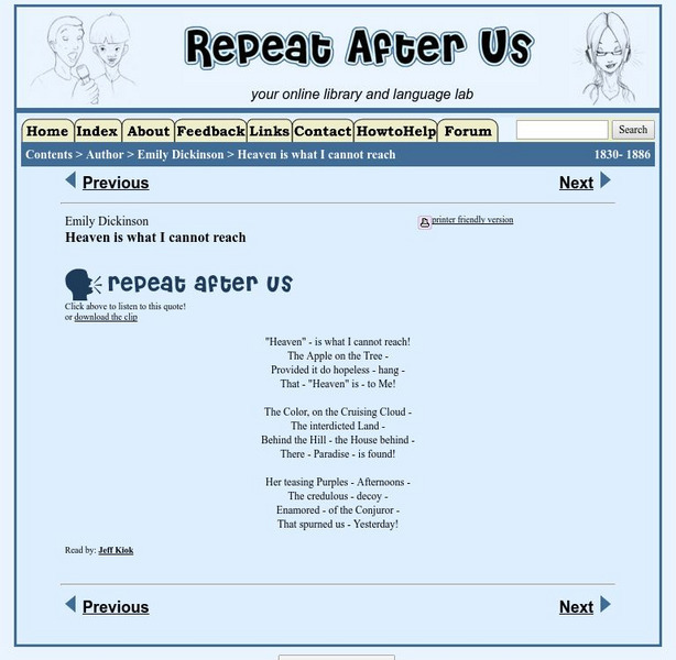 Repeat After Us: Heaven Is What I Cannot Reach Activity Repeat After Us: Heaven Is What I Cannot Reach Activity