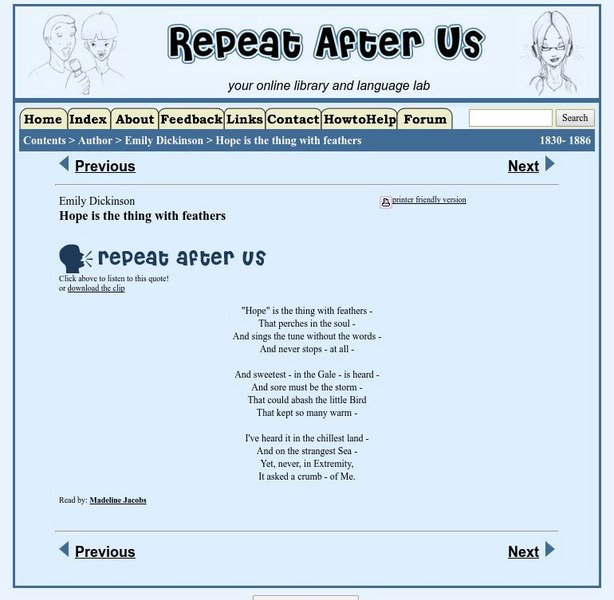 Repeat After Us: Hope Is the Thing With Feathers Activity Repeat After Us: Hope Is the Thing With Feathers Activity