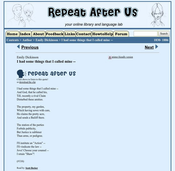 Repeat After Us: I Had Some Things That I Called Mine Activity Repeat After Us: I Had Some Things That I Called Mine Activity