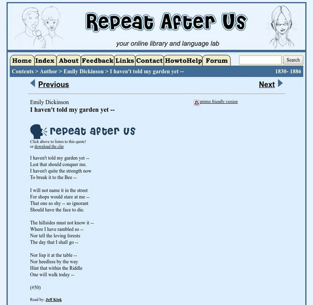 Repeat After Us: I Haven't Told My Garden Yet Activity Repeat After Us: I Haven't Told My Garden Yet Activity
