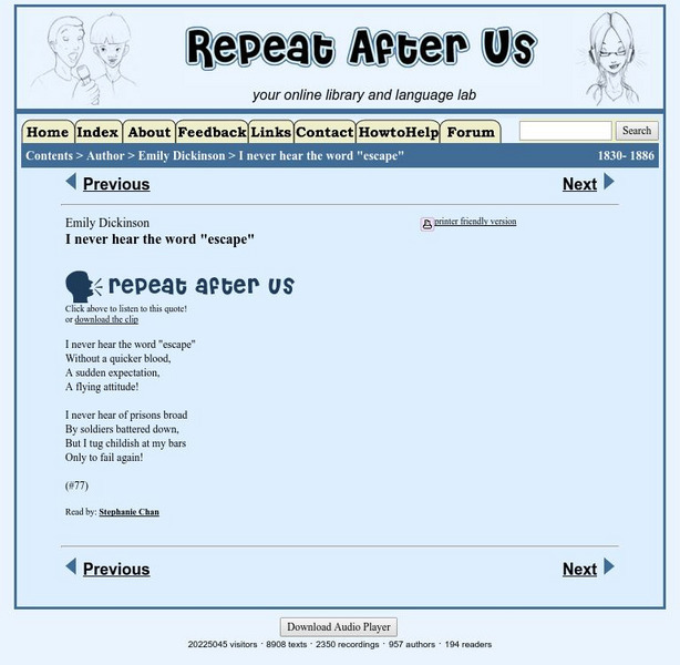 Repeat After Us: I Never Hear the Word "Escape" Activity Repeat After Us: I Never Hear the Word "Escape" Activity
