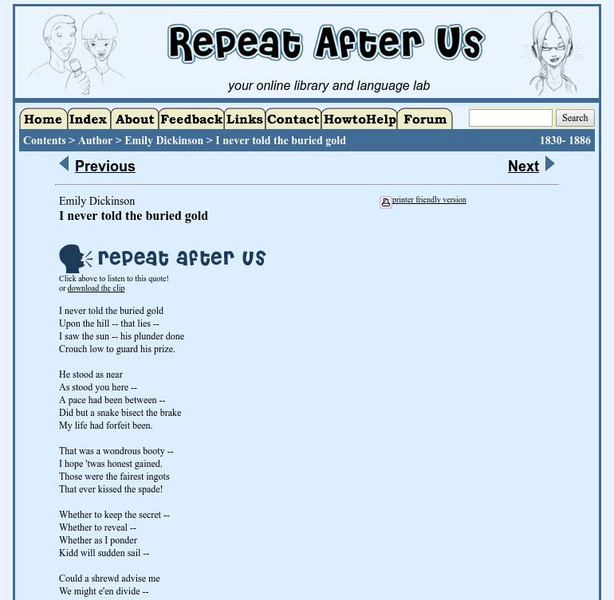 Repeat After Us: I Never Told the Buried Gold Activity Repeat After Us: I Never Told the Buried Gold Activity