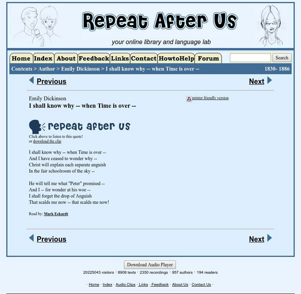 Repeat After Us: I Shall Know Why When Time Is Over Activity Repeat After Us: I Shall Know Why When Time Is Over Activity