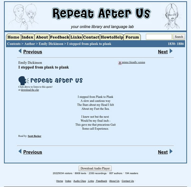 Repeat After Us: I Stepped From Plank to Plank Activity Repeat After Us: I Stepped From Plank to Plank Activity