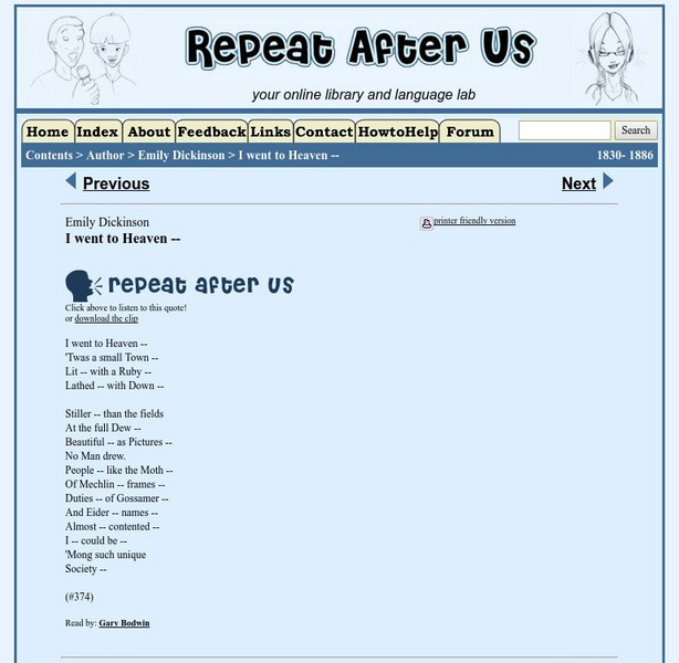 Repeat After Us: I Went to Heaven Activity Repeat After Us: I Went to Heaven Activity