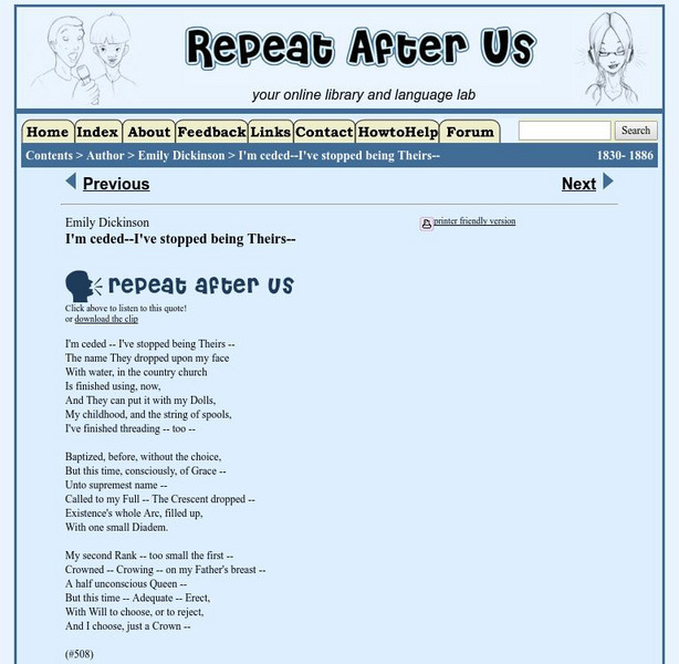 Repeat After Us: I'm Ceded I've Stopped Being Theirs Activity Repeat After Us: I'm Ceded I've Stopped Being Theirs Activity