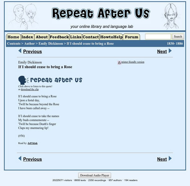 Repeat After Us: If I Should Cease to Bring a Rose Activity Repeat After Us: If I Should Cease to Bring a Rose Activity