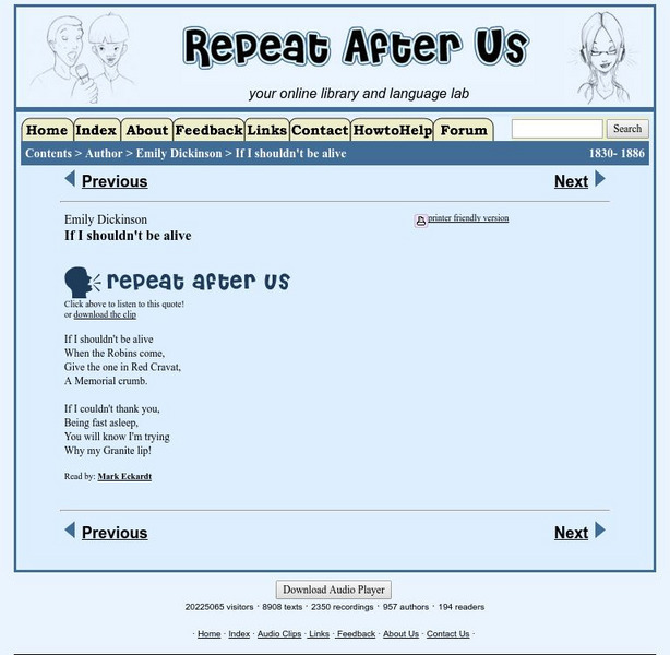 Repeat After Us: If I Shouldn't Be Alive Activity Repeat After Us: If I Shouldn't Be Alive Activity