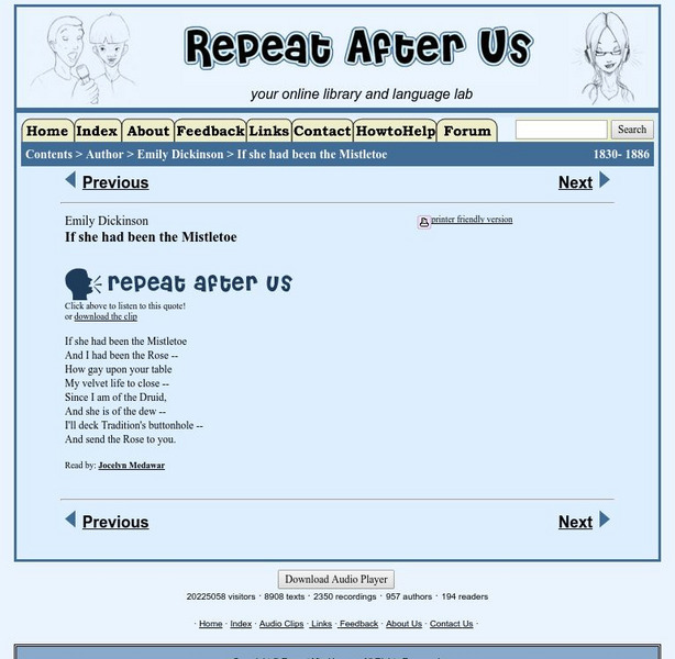 Repeat After Us: If She Had Been the Mistletoe Activity Repeat After Us: If She Had Been the Mistletoe Activity