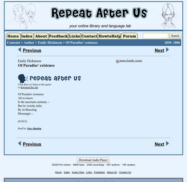 Repeat After Us: Of Paradise' Existence Activity Repeat After Us: Of Paradise' Existence Activity
