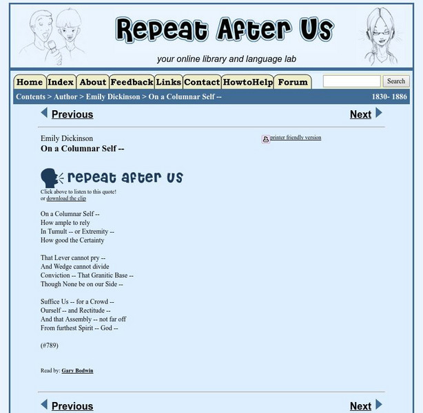 Repeat After Us: On a Columnar Self Activity Repeat After Us: On a Columnar Self Activity