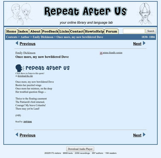 Repeat After Us: Once More, My Now Bewildered Dove Activity Repeat After Us: Once More, My Now Bewildered Dove Activity
