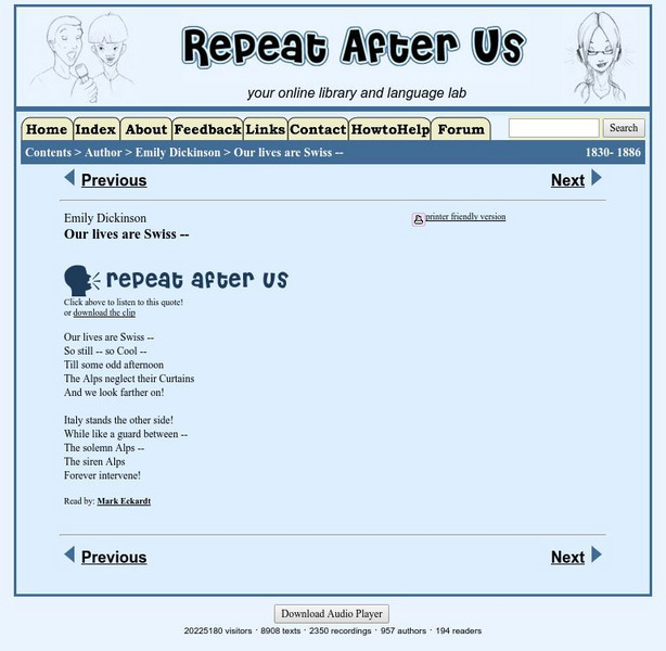 Repeat After Us: Our Lives Are Swiss Activity Repeat After Us: Our Lives Are Swiss Activity