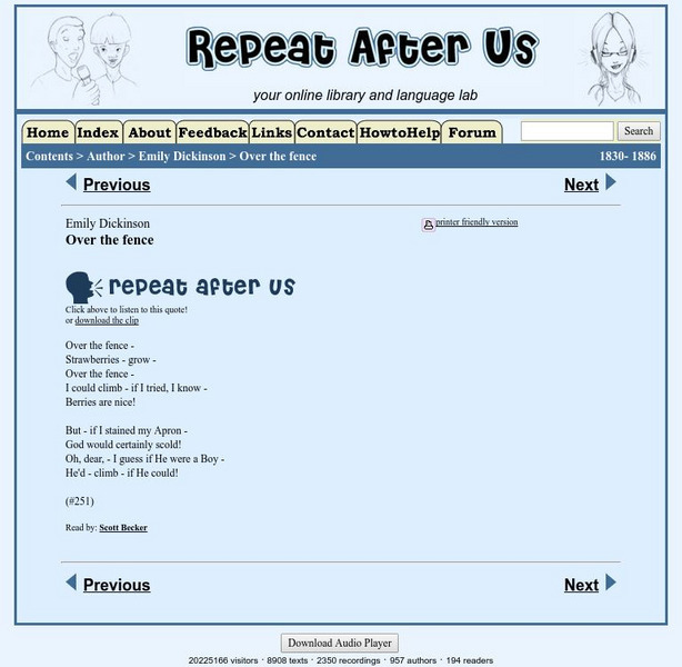 Repeat After Us: Over the Fence Activity Repeat After Us: Over the Fence Activity