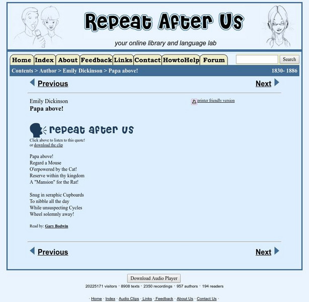 Repeat After Us: Papa Above! Activity Repeat After Us: Papa Above! Activity