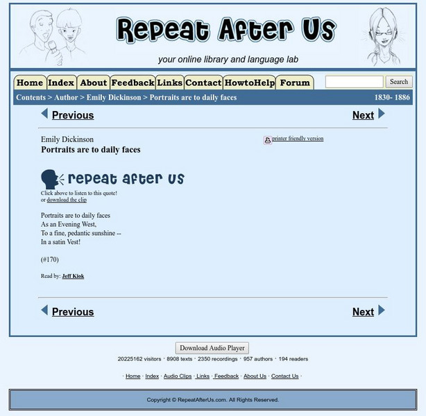 Repeat After Us: Portraits Are to Daily Faces Activity Repeat After Us: Portraits Are to Daily Faces Activity