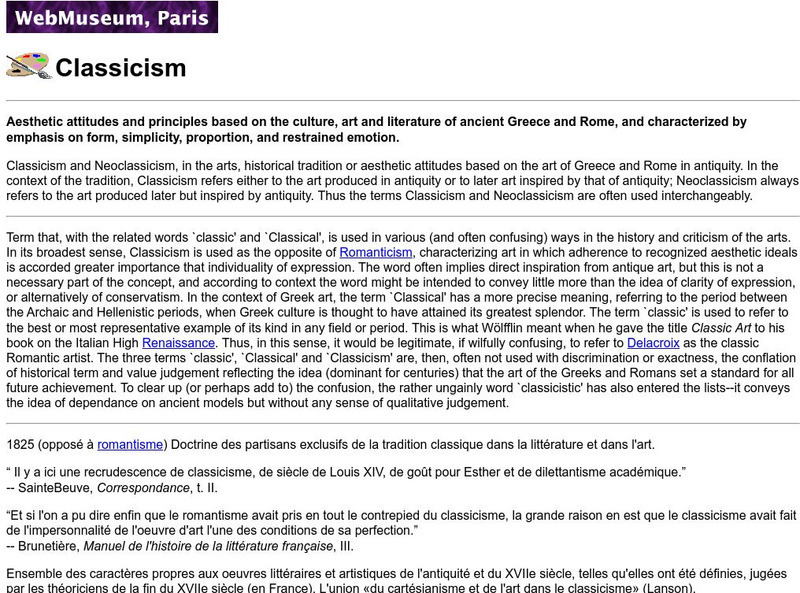 Ibiblio: Web Museum: Classicism Website Ibiblio: Web Museum: Classicism Website