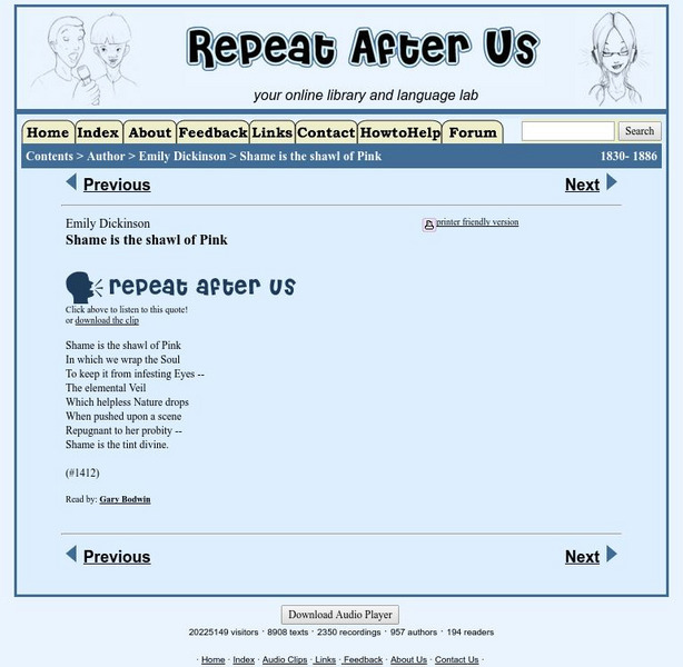 Repeat After Us: Shame Is the Shawl of Pink Activity Repeat After Us: Shame Is the Shawl of Pink Activity