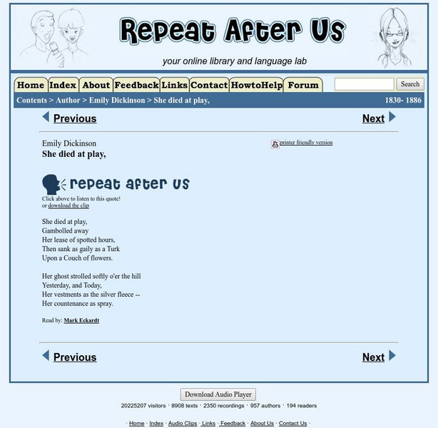 Repeat After Us: She Died at Play Activity Repeat After Us: She Died at Play Activity