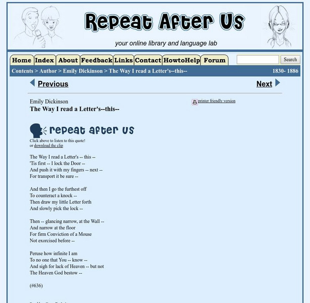 Repeat After Us: The Way I Read a Letter's This Activity Repeat After Us: The Way I Read a Letter's This Activity