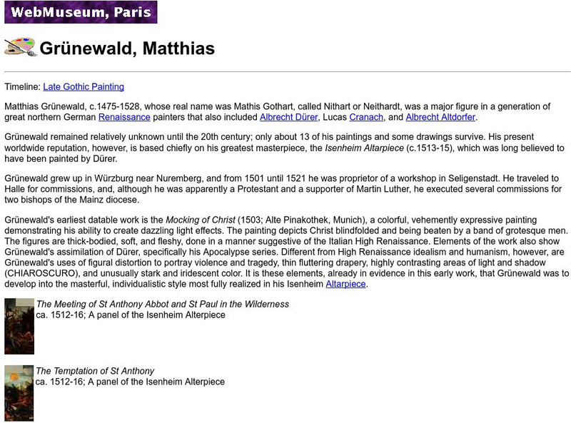 Ibiblio: Web Museum: Mattias Grunewald Handout Ibiblio: Web Museum: Mattias Grunewald Handout