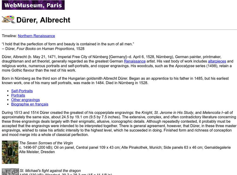 Ibiblio: Web Museum: Durer, Albrecht Website Ibiblio: Web Museum: Durer, Albrecht Website
