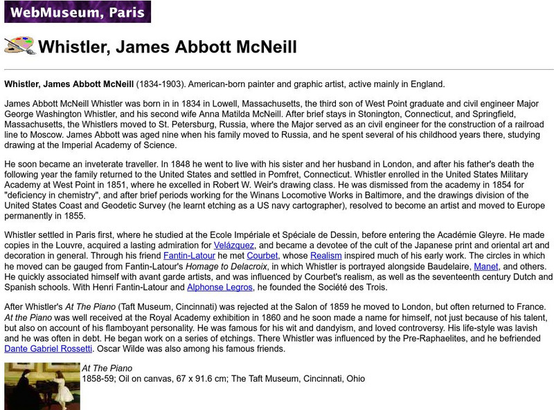 Ibiblio: Web Museum: Whistler, James Abbott Mc Neill Handout Ibiblio: Web Museum: Whistler, James Abbott Mc Neill Handout