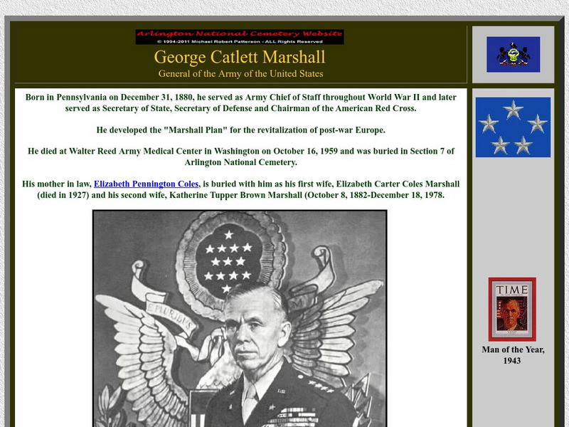 Arlington National Cemetery: George Catlett Marshall Website Arlington National Cemetery: George Catlett Marshall Website