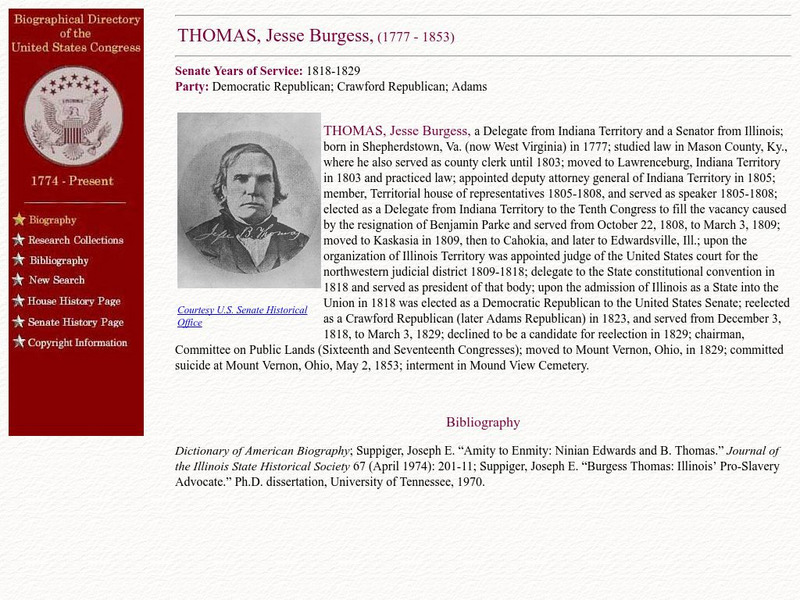 Loc: Biographical Directory of the u.s. Congress: Jesse B. Thomas Handout Loc: Biographical Directory of the u.s. Congress: Jesse B. Thomas Handout