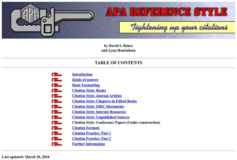 Apa Reference Style: Tightening Up Your Citations Handout Apa Reference Style: Tightening Up Your Citations Handout