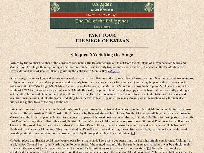 Ibiblio: Hyper War: u.s. Army in Wwii: The Siege of Bataan Website Ibiblio: Hyper War: u.s. Army in Wwii: The Siege of Bataan Website