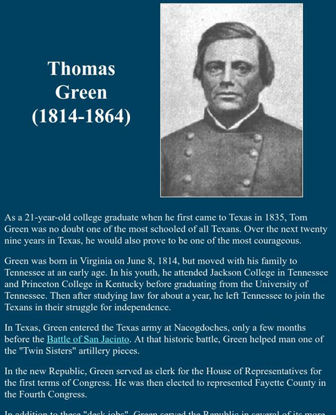 Lone Star Junction: Thomas Green (1814 1864) Handout