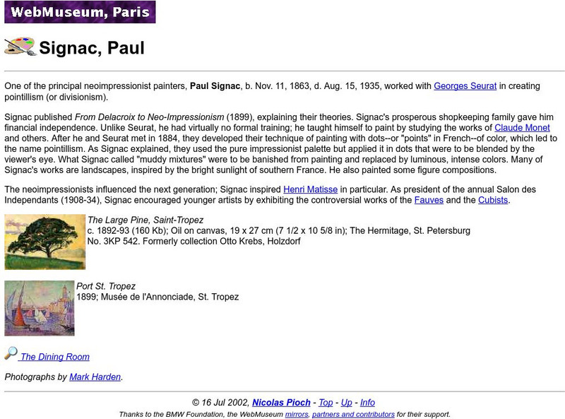 Ibiblio: Web Museum: Paul Signac Handout Ibiblio: Web Museum: Paul Signac Handout