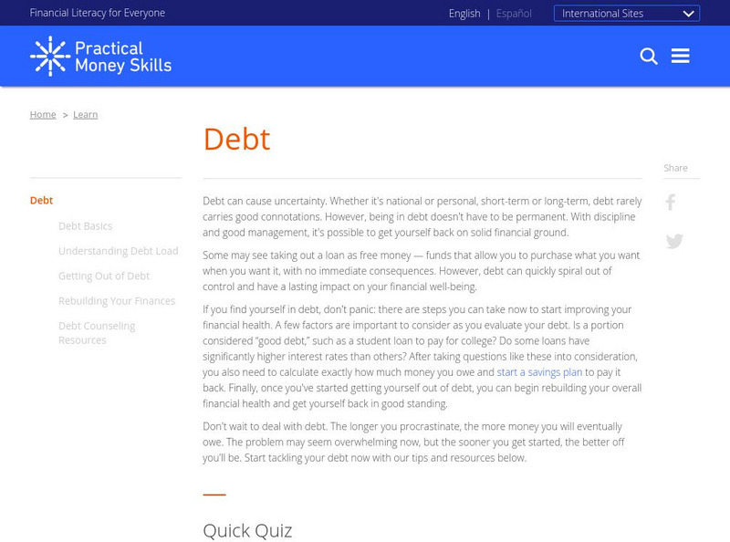 Practical Money Skills: Debt Handout Practical Money Skills: Debt Handout