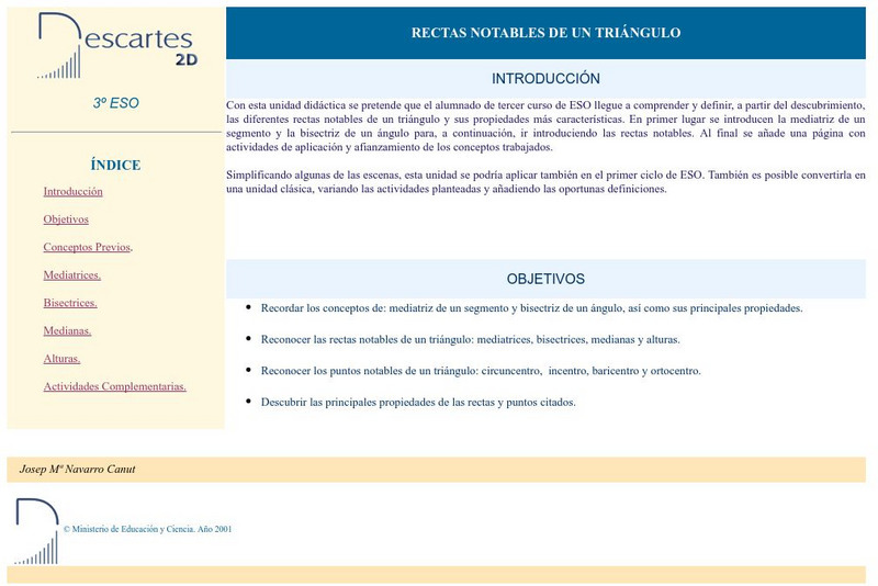 Ministerio De Educacion Y Ciencia: Rectas Notables De Un Triangulo Lesson Plan Ministerio De Educacion Y Ciencia: Rectas Notables De Un Triangulo Lesson Plan