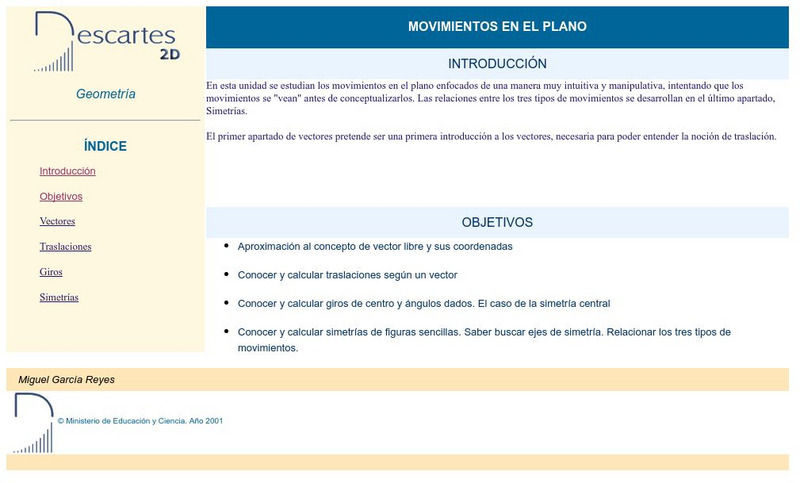 Ministerio De Educacion Y Ciencia: Movimientos en El Plano Activity Ministerio De Educacion Y Ciencia: Movimientos en El Plano Activity