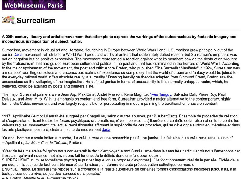 Ibiblio: Web Museum: Surrealism Website Ibiblio: Web Museum: Surrealism Website