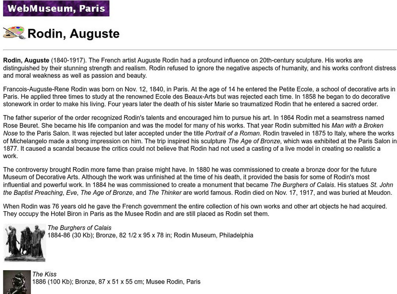 Ibiblio: Web Museum: Auguste Rodin Handout Ibiblio: Web Museum: Auguste Rodin Handout