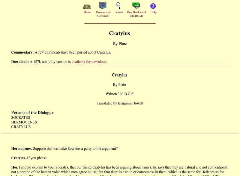 Mit: Internet Classics Archive: Cratylus eBook