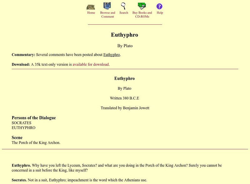 Mit: Internet Classics Archive: Euthyphro eBook